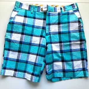 ⛳️ BUSHWOOD Loudmouth Mens Plaid Cotton golf Shorts Sz 34 EUC